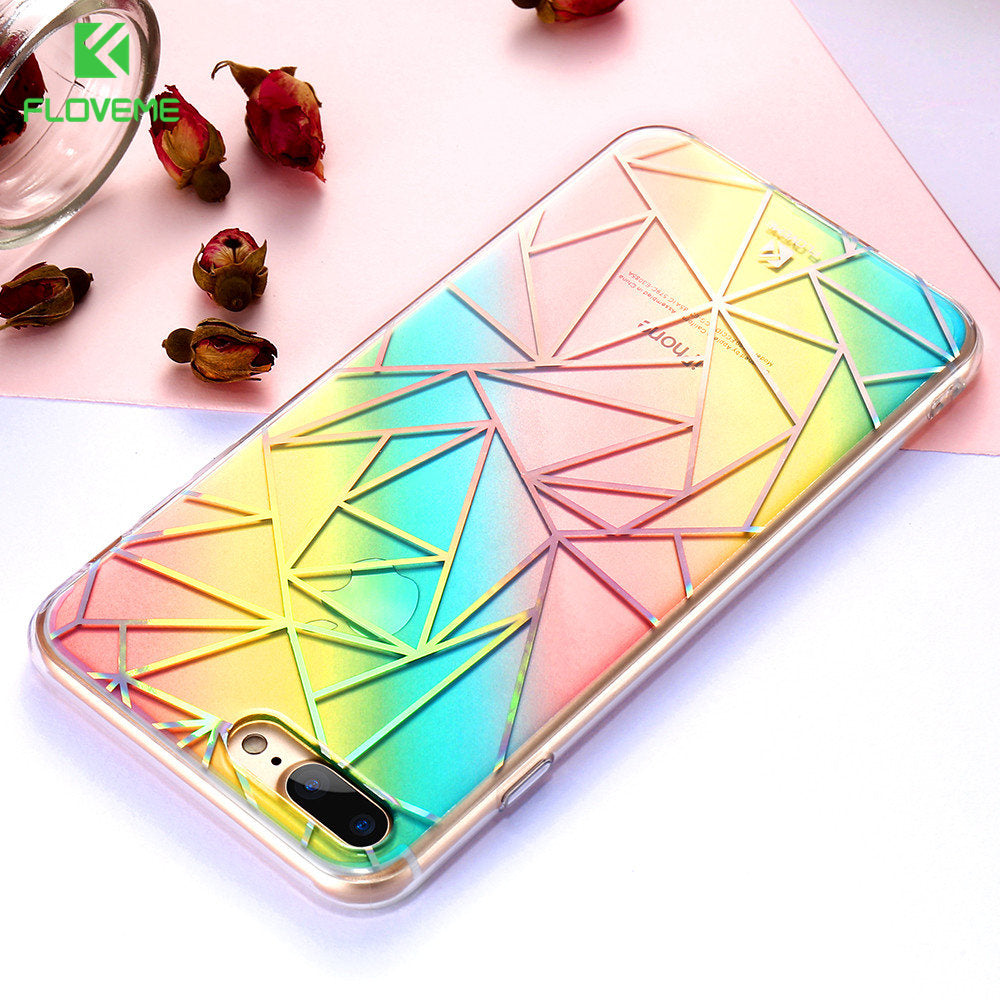 2018 FLOVEME Silicone Phone Case For iPhone 6 6s Plus 7 Plus Case Luxury Laser Colorful Soft TPU Cover For iPhone 8 8 Plus Capa