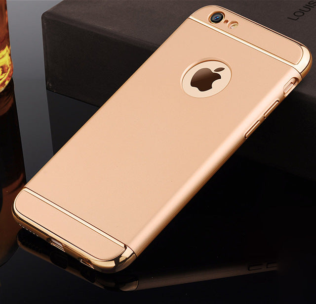 3 IN 1 Removable Hard Matte Phone Cases For iPhone X 6 6s 6Plus 6s 7 8 Plus 5 5s SE 360 degree Shockproof Electroplating Cover