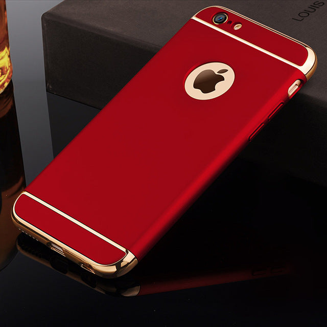 3 IN 1 Removable Hard Matte Phone Cases For iPhone X 6 6s 6Plus 6s 7 8 Plus 5 5s SE 360 degree Shockproof Electroplating Cover