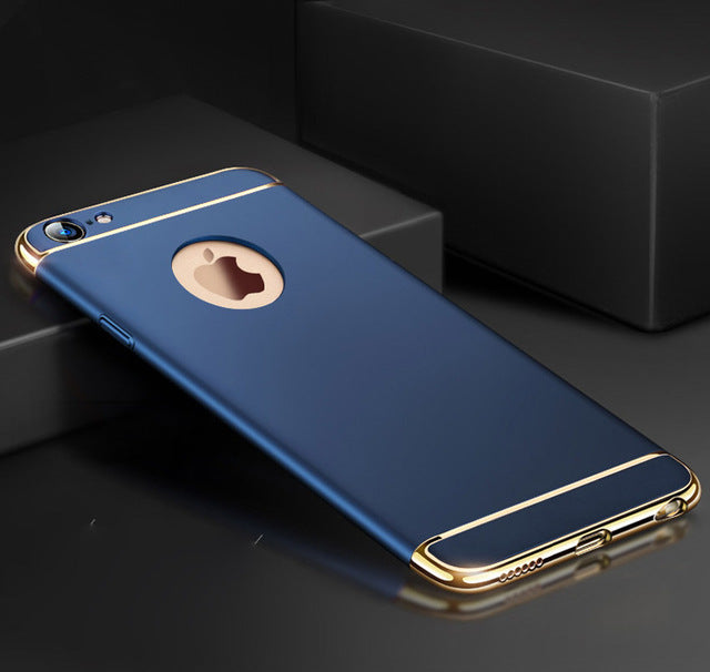 3 IN 1 Removable Hard Matte Phone Cases For iPhone X 6 6s 6Plus 6s 7 8 Plus 5 5s SE 360 degree Shockproof Electroplating Cover