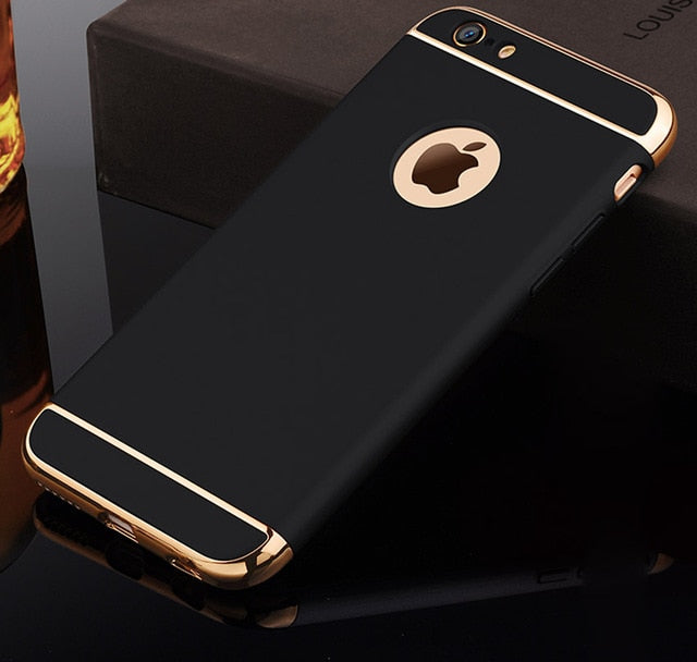 3 IN 1 Removable Hard Matte Phone Cases For iPhone X 6 6s 6Plus 6s 7 8 Plus 5 5s SE 360 degree Shockproof Electroplating Cover