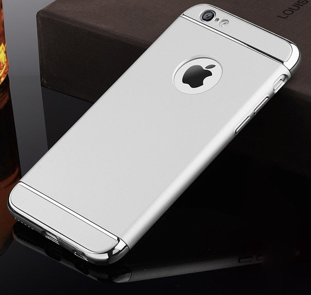 3 IN 1 Removable Hard Matte Phone Cases For iPhone X 6 6s 6Plus 6s 7 8 Plus 5 5s SE 360 degree Shockproof Electroplating Cover