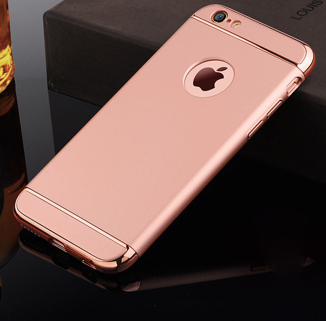 3 IN 1 Removable Hard Matte Phone Cases For iPhone X 6 6s 6Plus 6s 7 8 Plus 5 5s SE 360 degree Shockproof Electroplating Cover