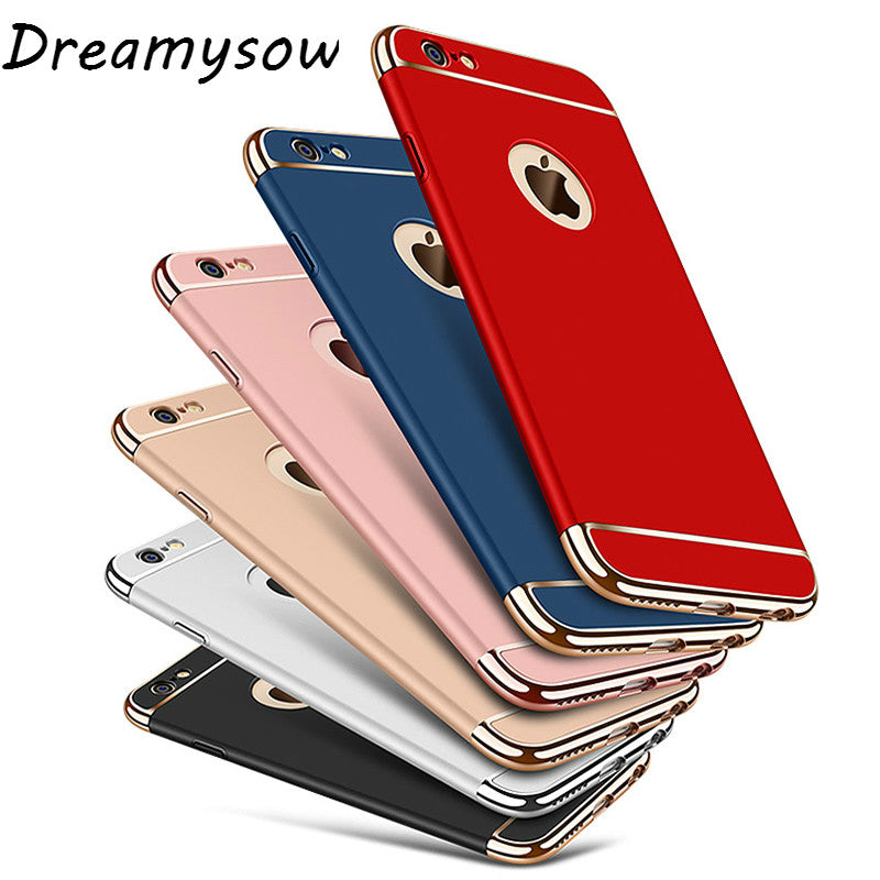 3 IN 1 Removable Hard Matte Phone Cases For iPhone X 6 6s 6Plus 6s 7 8 Plus 5 5s SE 360 degree Shockproof Electroplating Cover