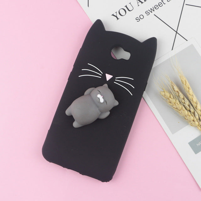 3D Cartoon Glitter Cat Silicone Phone Case for Huawei Honor 5A LYO-L21 Y6 Elite /Y6II Compact /Y5 II Ears Bearded Cat Soft Cover