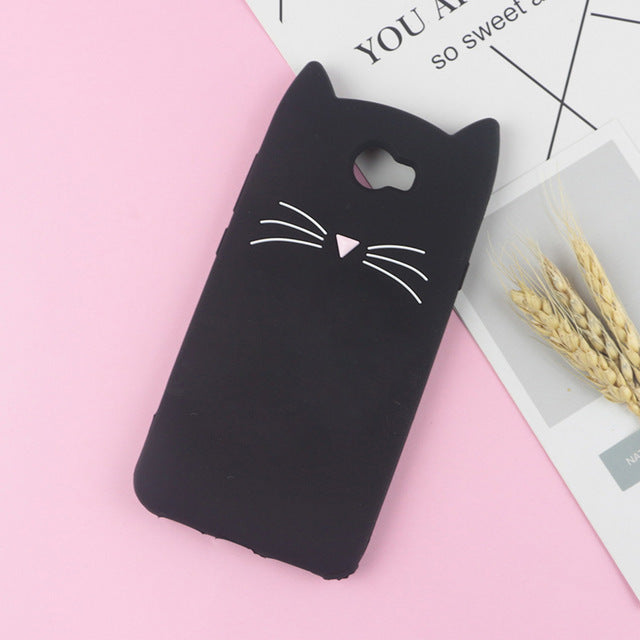 3D Cartoon Glitter Cat Silicone Phone Case for Huawei Honor 5A LYO-L21 Y6 Elite /Y6II Compact /Y5 II Ears Bearded Cat Soft Cover