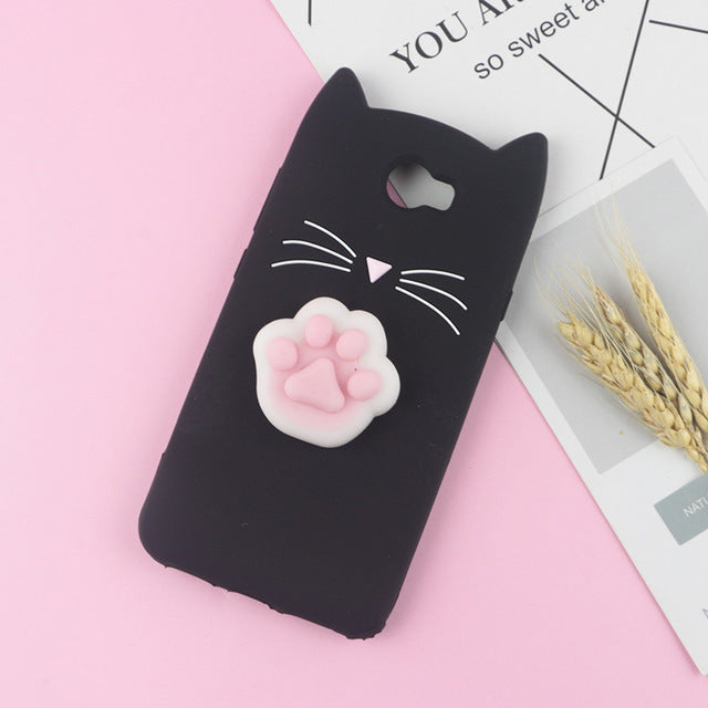 3D Cartoon Glitter Cat Silicone Phone Case for Huawei Honor 5A LYO-L21 Y6 Elite /Y6II Compact /Y5 II Ears Bearded Cat Soft Cover