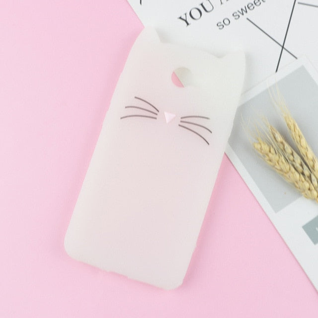 3D Cartoon Glitter Cat Silicone Phone Case for Huawei Honor 5A LYO-L21 Y6 Elite /Y6II Compact /Y5 II Ears Bearded Cat Soft Cover