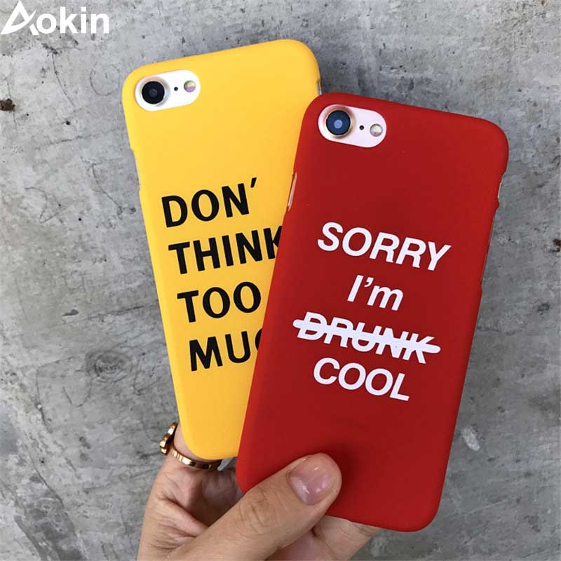 Aokin Lovely Cartoon Letter Phone Case For iphone 7 Plus Case Fashion Hard PC Frosted Back Cover For iphone 7 Cases Yellow Capa
