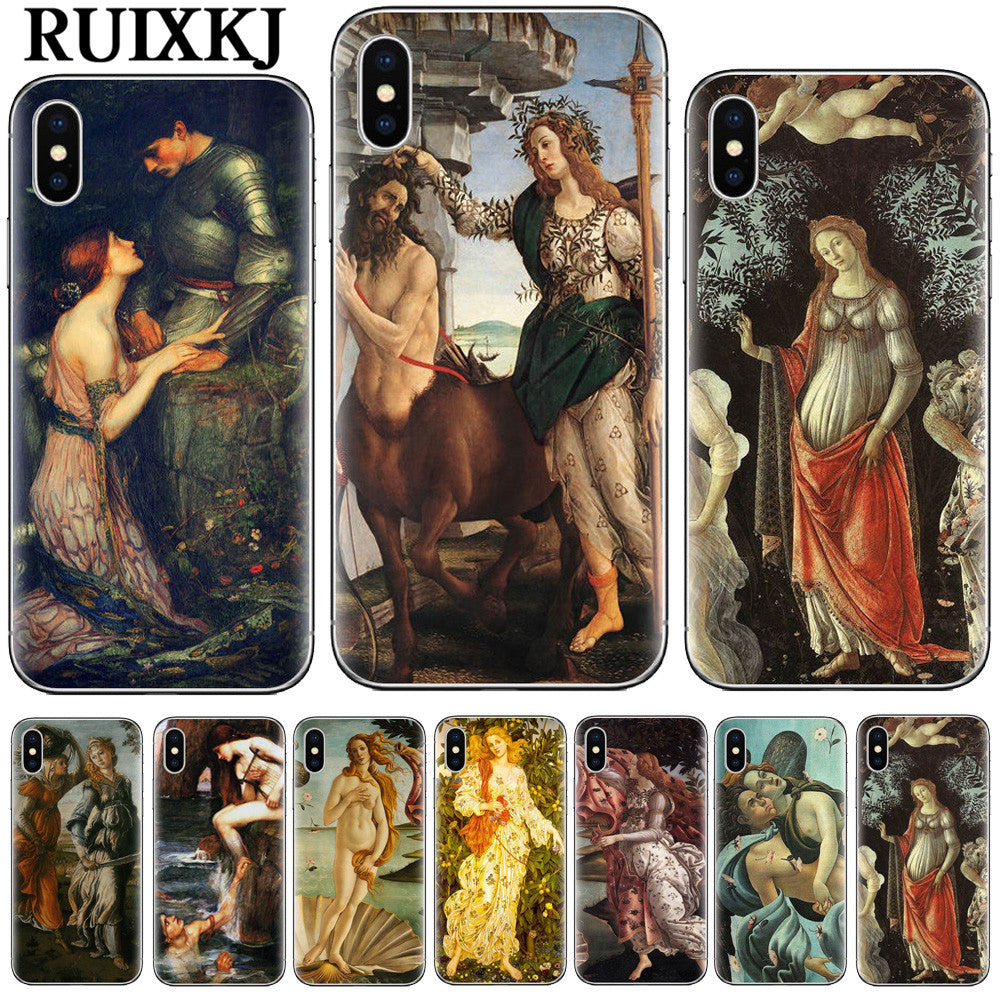 Art Paintings The Birth Of Venus Coque Soft TPU Phone Case Cover Shell For iPhone 5 5S SE 6 6S 6Plus 6sPlus 7 7Plus 8 8Plus X