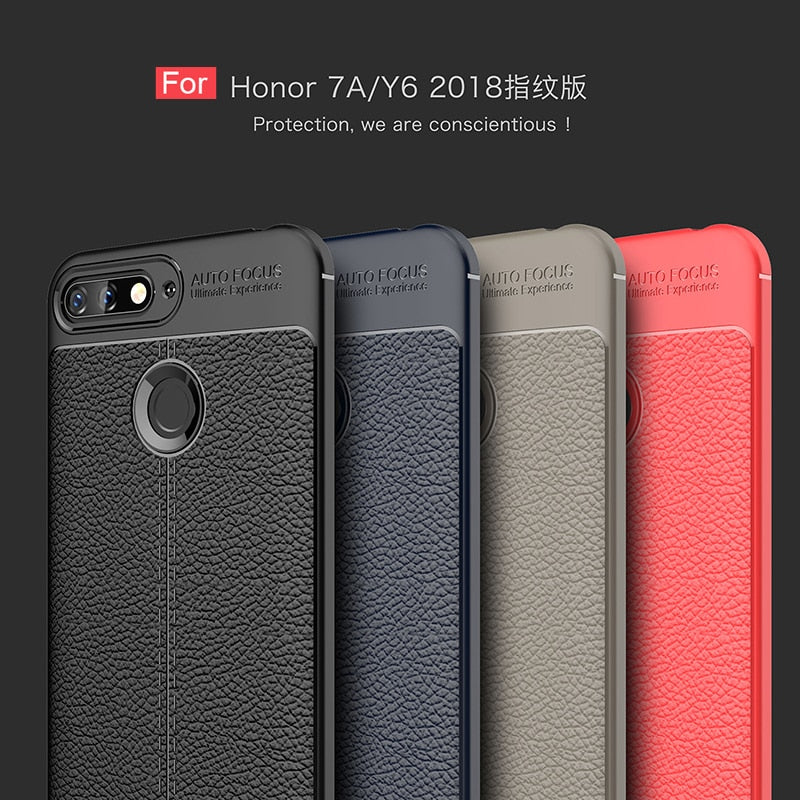 Case On Honor 7A Pro Luxury Soft Shockproof Leather Grained TPU Back Cover For Coque Huawei Honor7A 7 A 7apro Prime Phone Cases