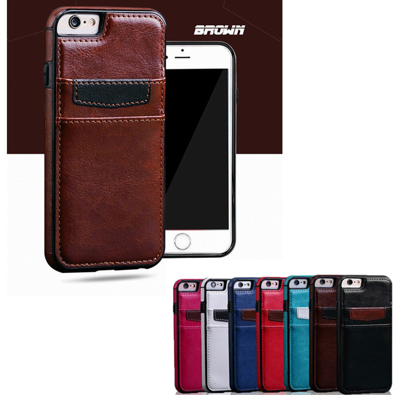 Crazy Horse PU Leather Case For iPhone 6 6s 7 8 Plus Luxury Business Wallet Card Slots Phone Case Cover For 6 6s Plus 7 8 Plus