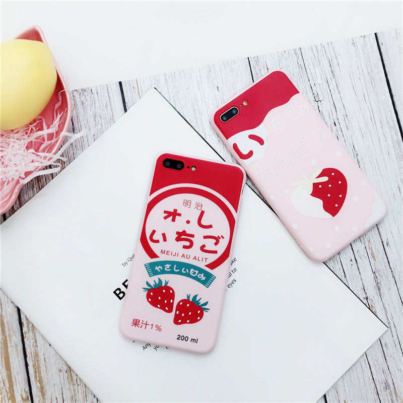 Cute Candy Color Phone Case For iphone 6 6S 5 5s 7 8 plus Case For iphone X Cover Fruit Strawberry Drink Printing Soft TPU Cases