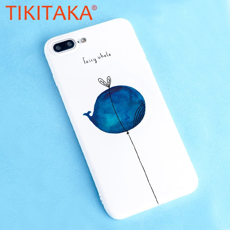 Cute Cartoon Flamingo Fox Linnet Emboss Phone Cases For iPhone X 8 7 6 6S Plus Case Simple Alpaca Whale Slim Soft TPU Back Cover