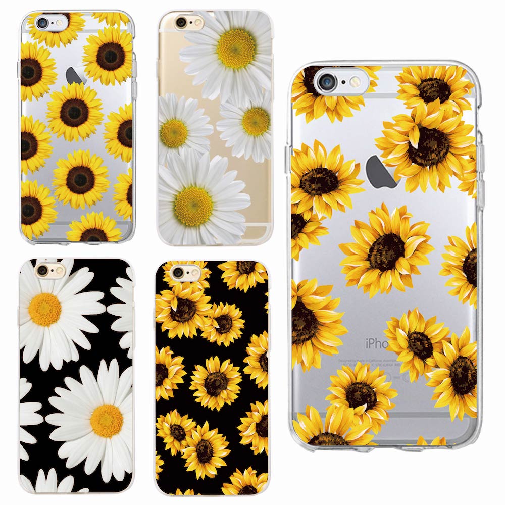 Cute Summer Daisy Sunflower Floral Flower Soft Clear Phone Case  Fundas Coque For iPhone 7 7Plus 6 6S 6Plus 8 8PLUS X SAMSUNG