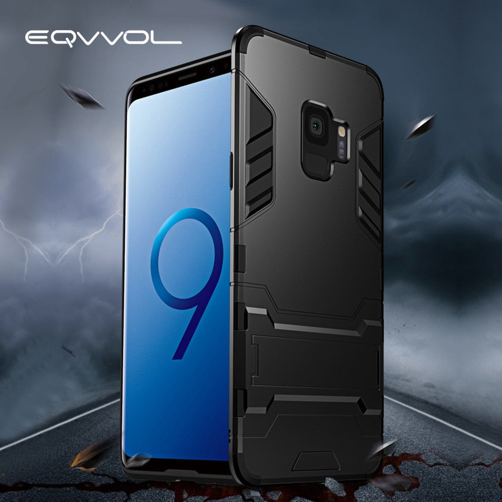Eqvvol Shockproof Armor Phone Case For Samsung Galaxy S9 S8 Plus Note 8 S7 Edge Silicon Protective Hard Cases With Bracket Coque