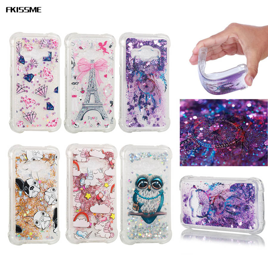 FKISSME for Samsung J1 2016 Heart Glitter Stars Dynamic Liquid Quicksand TPU Cover Phone Case for Samsung Galaxy J1 2016 J120