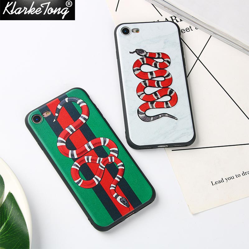 Fashion Snake Soft Silicon Cover Case For iphone X 6 6S 7 8 Plus Black Animal TPU Phone Cases Fundas Capa