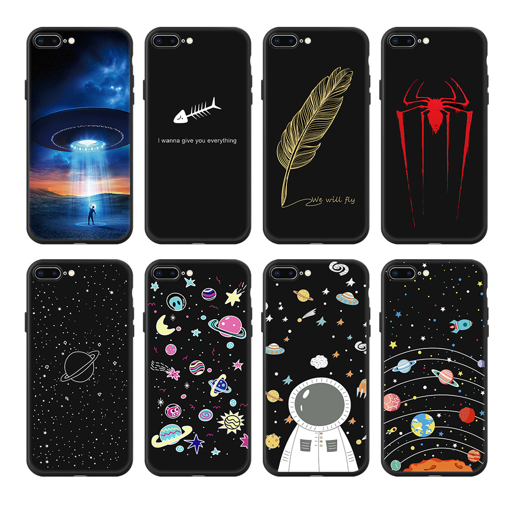 Fashion Space Phone Case For iPhone 6 6S 7 8 Plus 5 5S SE X Cute Case Planet Moon Star Silicone Back Cover Soft TPU For iPhone 7