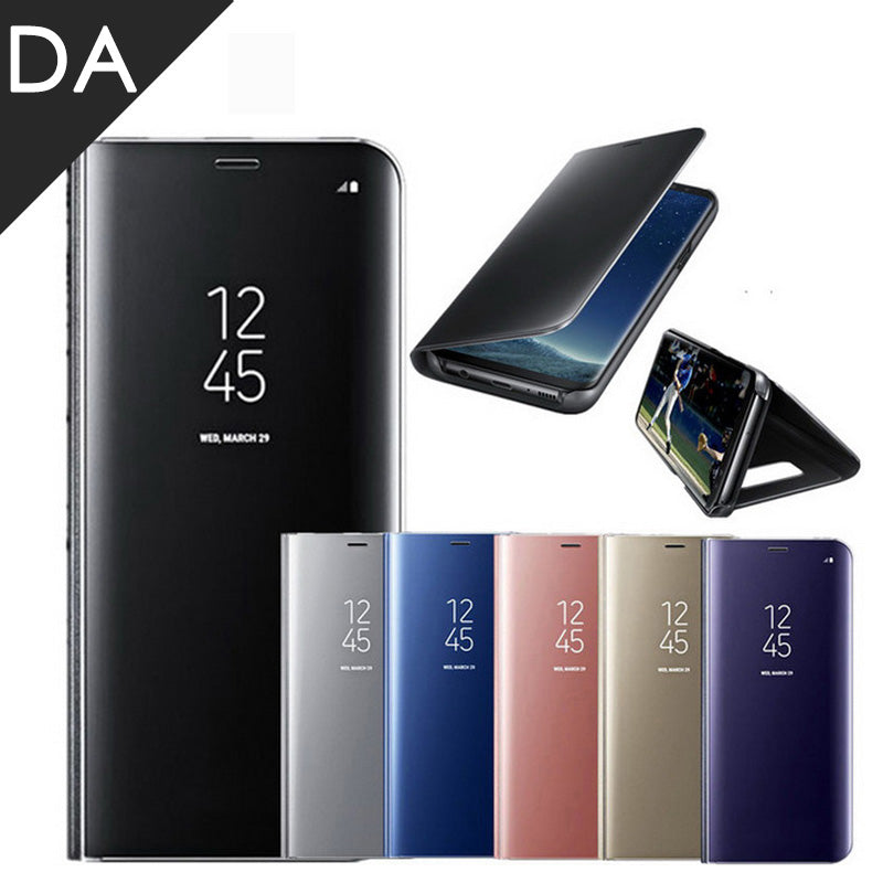 Flip Stand Clear View Smart Mirror Phone Case For Samsung Galaxy S9 S8 Note8 S9plus Note9 Plating Shine Glitter Flip Cover Capa