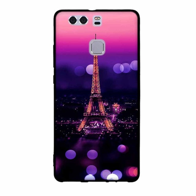 For Fundas Huawei P9 Cases Silicon 3D Paint Luxury High Quality Soft Soilicon TPU Back Cover For Huawei P9 Phone Case