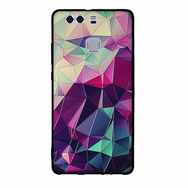 For Fundas Huawei P9 Cases Silicon 3D Paint Luxury High Quality Soft Soilicon TPU Back Cover For Huawei P9 Phone Case