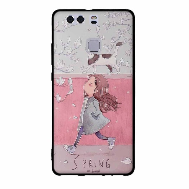 For Fundas Huawei P9 Cases Silicon 3D Paint Luxury High Quality Soft Soilicon TPU Back Cover For Huawei P9 Phone Case