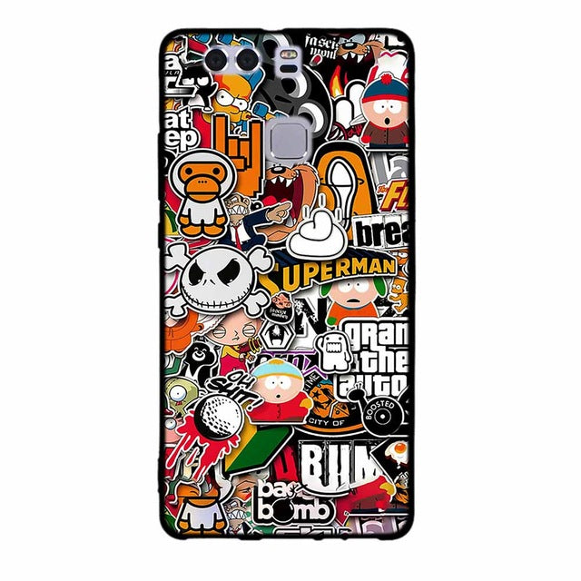 For Fundas Huawei P9 Cases Silicon 3D Paint Luxury High Quality Soft Soilicon TPU Back Cover For Huawei P9 Phone Case