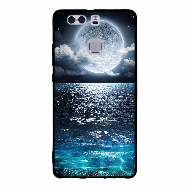 For Fundas Huawei P9 Cases Silicon 3D Paint Luxury High Quality Soft Soilicon TPU Back Cover For Huawei P9 Phone Case