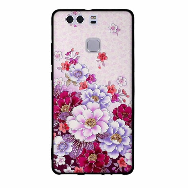 For Fundas Huawei P9 Cases Silicon 3D Paint Luxury High Quality Soft Soilicon TPU Back Cover For Huawei P9 Phone Case