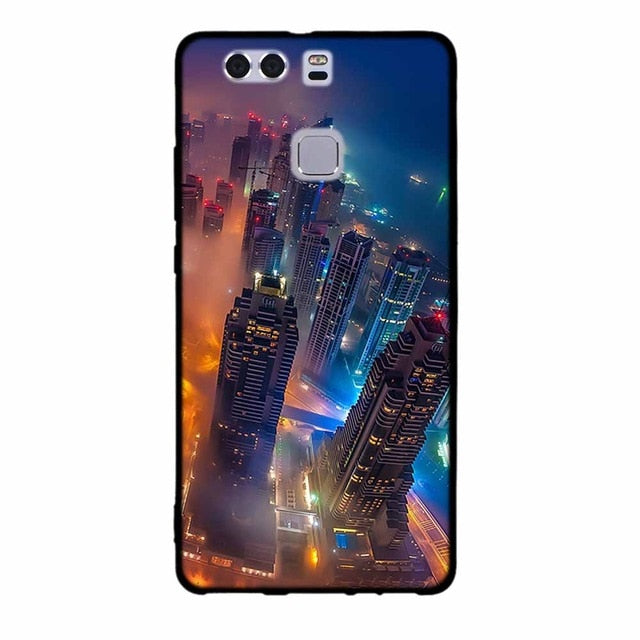 For Fundas Huawei P9 Cases Silicon 3D Paint Luxury High Quality Soft Soilicon TPU Back Cover For Huawei P9 Phone Case
