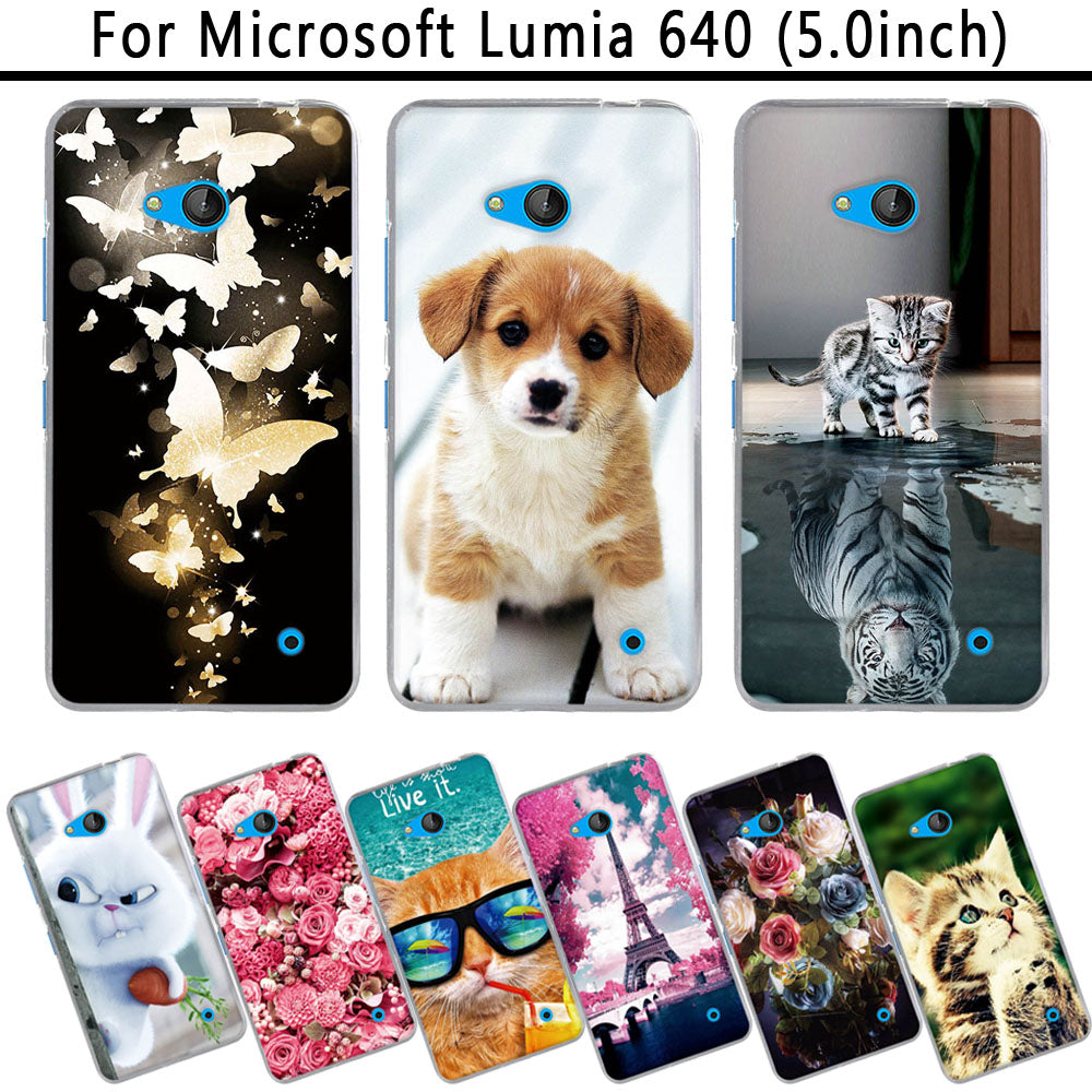 For Microsoft Nokia Lumia 640 Case Soft Silicone TPU Bags Shell For Nokia 640 Lumia 640 Phone Cases 3D Cute Animal Bags Shell