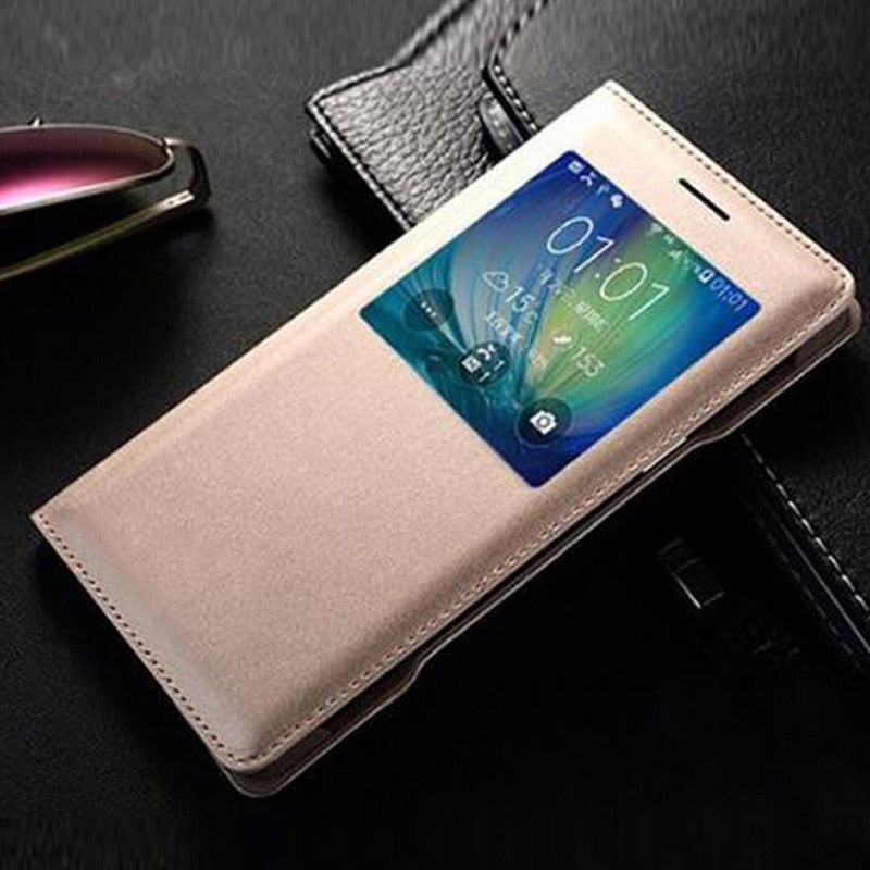 For Samsung Galaxy J1 2016 Case Open Window View Flip Cover Case For Samsung J1 2016 Case J120f Phone Case Capa