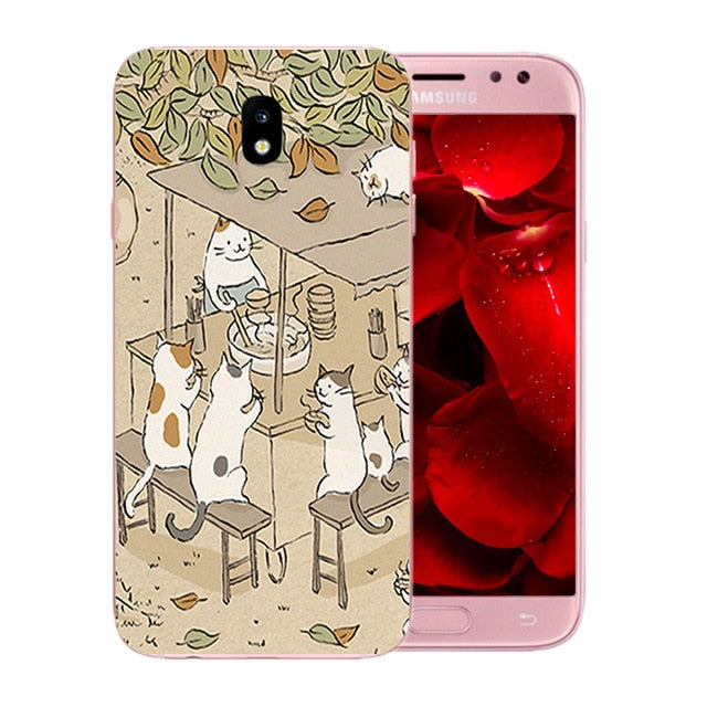 For Samsung Galaxy J5 2017 Case Cover Silicone Cats Family Pattern Case for Galaxy J5 Pro J530F Europe Version Phone Cases