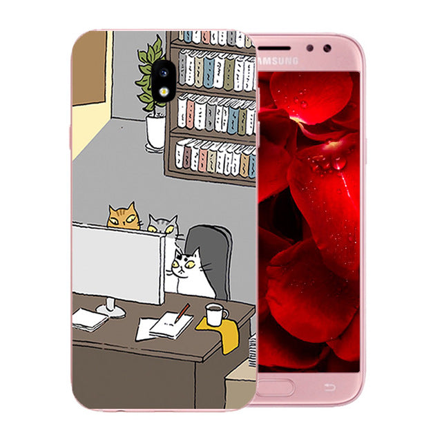 For Samsung Galaxy J5 2017 Case Cover Silicone Cats Family Pattern Case for Galaxy J5 Pro J530F Europe Version Phone Cases