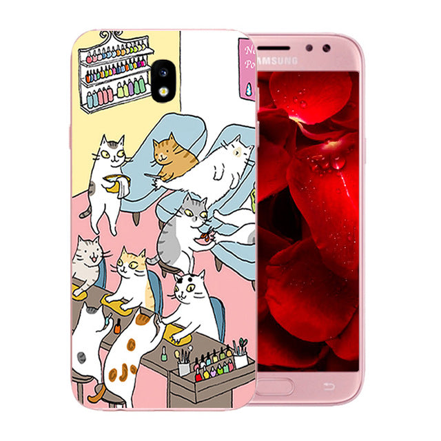 For Samsung Galaxy J5 2017 Case Cover Silicone Cats Family Pattern Case for Galaxy J5 Pro J530F Europe Version Phone Cases