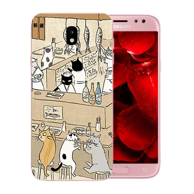 For Samsung Galaxy J5 2017 Case Cover Silicone Cats Family Pattern Case for Galaxy J5 Pro J530F Europe Version Phone Cases