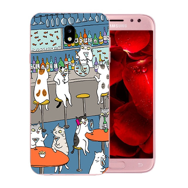 For Samsung Galaxy J5 2017 Case Cover Silicone Cats Family Pattern Case for Galaxy J5 Pro J530F Europe Version Phone Cases