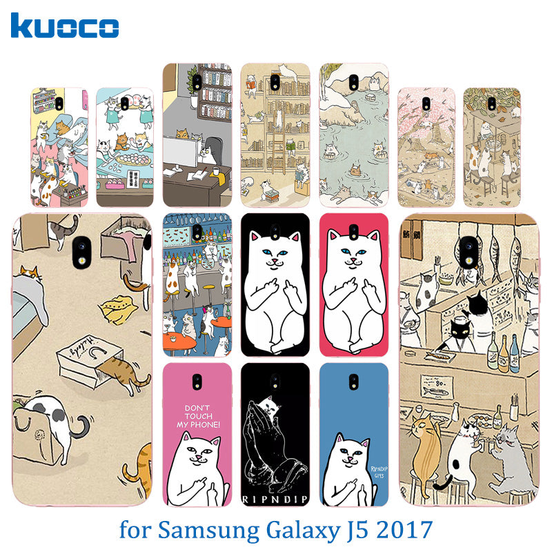 For Samsung Galaxy J5 2017 Case Cover Silicone Cats Family Pattern Case for Galaxy J5 Pro J530F Europe Version Phone Cases