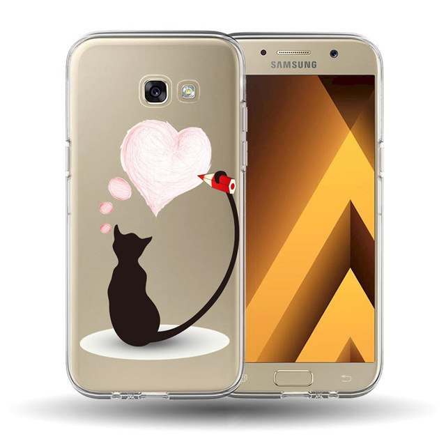 For funda Samsung Galaxy A3 A5 A7 A8 2016 2017 2018 Cute cat pattern Painted silicone phone Case Cover  A530 A320 A520 A720 Case