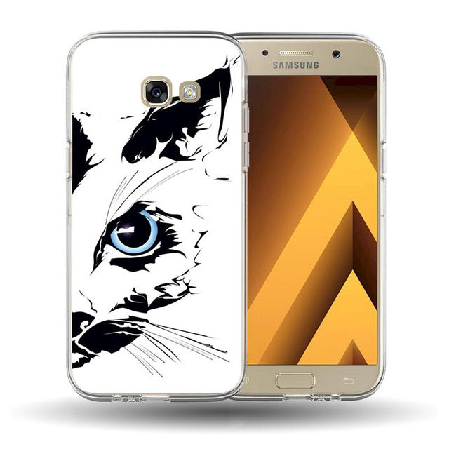 For funda Samsung Galaxy A3 A5 A7 A8 2016 2017 2018 Cute cat pattern Painted silicone phone Case Cover  A530 A320 A520 A720 Case