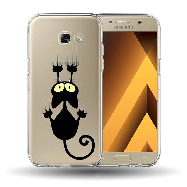 For funda Samsung Galaxy A3 A5 A7 A8 2016 2017 2018 Cute cat pattern Painted silicone phone Case Cover  A530 A320 A520 A720 Case
