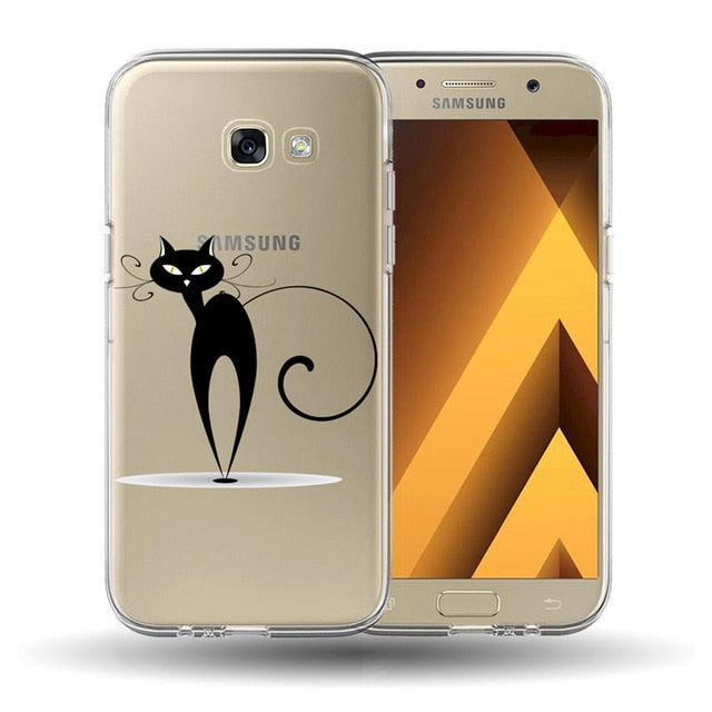 For funda Samsung Galaxy A3 A5 A7 A8 2016 2017 2018 Cute cat pattern Painted silicone phone Case Cover  A530 A320 A520 A720 Case