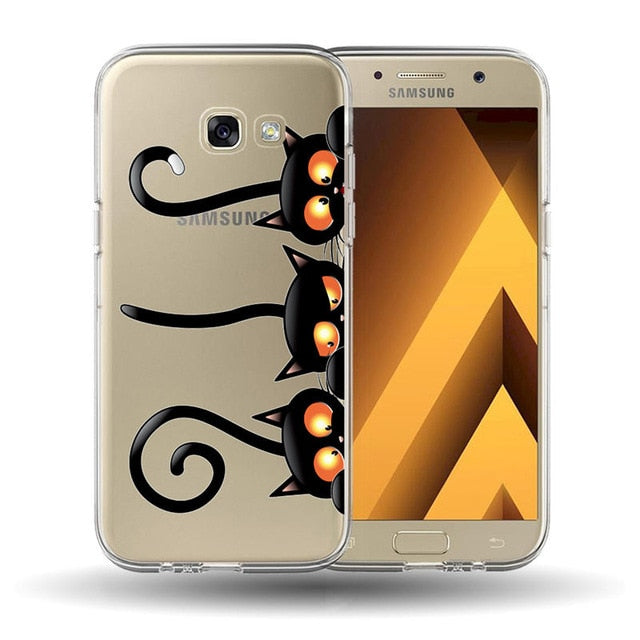 For funda Samsung Galaxy A3 A5 A7 A8 2016 2017 2018 Cute cat pattern Painted silicone phone Case Cover  A530 A320 A520 A720 Case