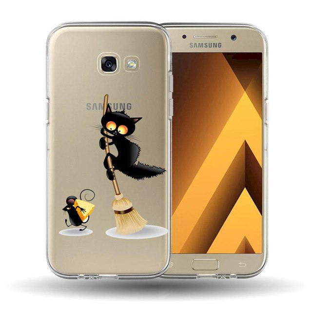 For funda Samsung Galaxy A3 A5 A7 A8 2016 2017 2018 Cute cat pattern Painted silicone phone Case Cover  A530 A320 A520 A720 Case