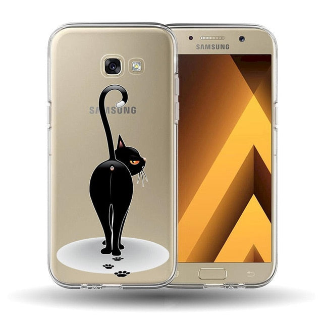 For funda Samsung Galaxy A3 A5 A7 A8 2016 2017 2018 Cute cat pattern Painted silicone phone Case Cover  A530 A320 A520 A720 Case