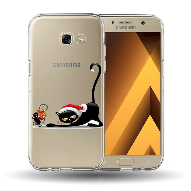 For funda Samsung Galaxy A3 A5 A7 A8 2016 2017 2018 Cute cat pattern Painted silicone phone Case Cover  A530 A320 A520 A720 Case