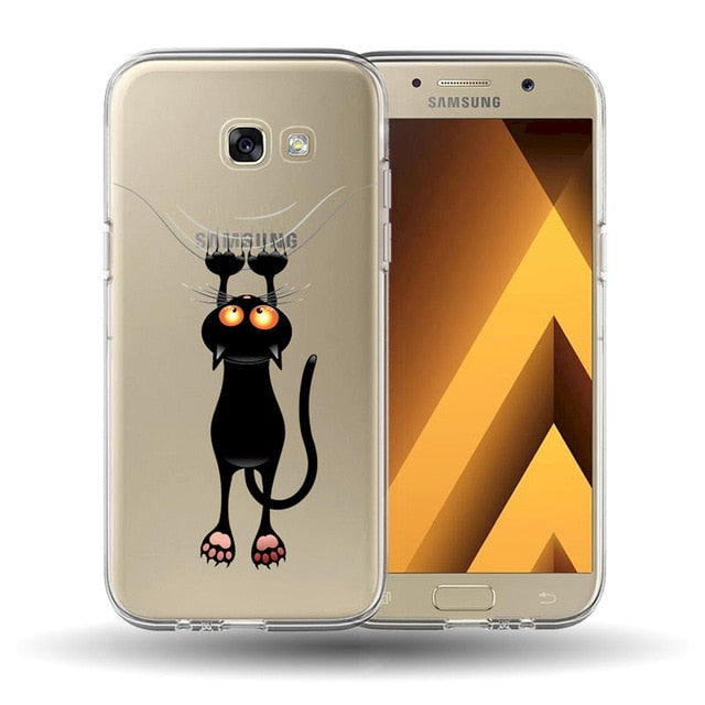 For funda Samsung Galaxy A3 A5 A7 A8 2016 2017 2018 Cute cat pattern Painted silicone phone Case Cover  A530 A320 A520 A720 Case