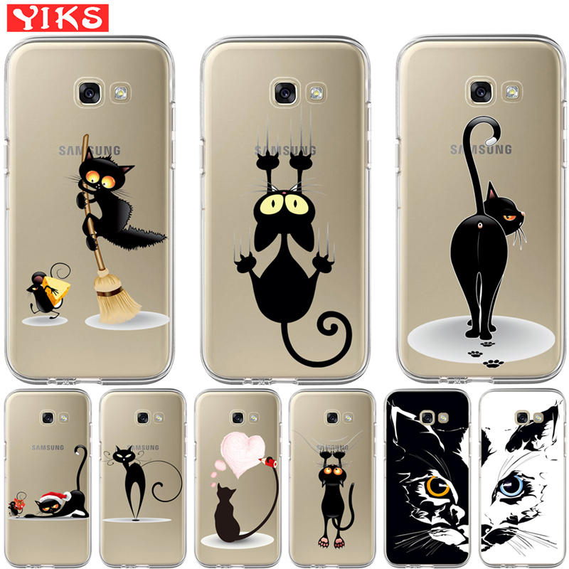 For funda Samsung Galaxy A3 A5 A7 A8 2016 2017 2018 Cute cat pattern Painted silicone phone Case Cover  A530 A320 A520 A720 Case