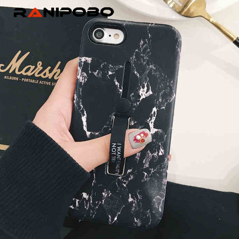 For iphone 6 6s 7/8 PLUS X Fashion Marble Soft silicon Ring Phone Case For iphone x Case Hide Stand Holder Cover For iphone 6s